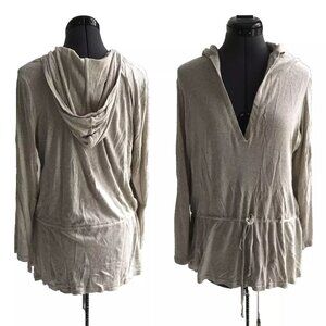 Talbots Beige Tan drop waist or blouson drawstring Pullover hoodie Size Petite L